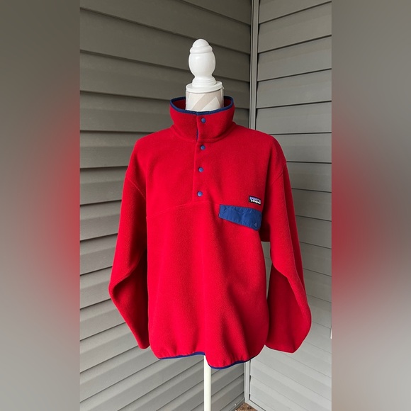 Vintage 90s Patagonia Mens Synchilla Snap-T Fleece Pullover Jacket Red Sz M